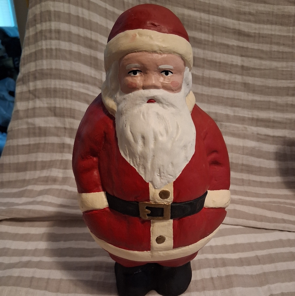 Santa Plaster Handpainted Decor Dporstop Heavy